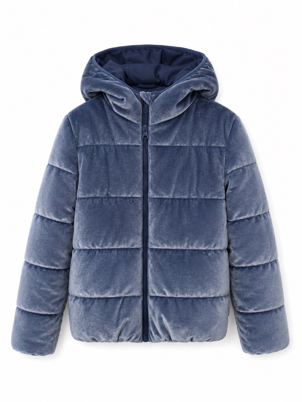 NEW Girls Velvet Puffer Jacket Coat Blue Velour Joe Fresh L 10-12